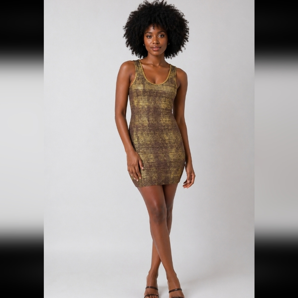 HALE BOB S Stretchy Metallic BodyCon Dress